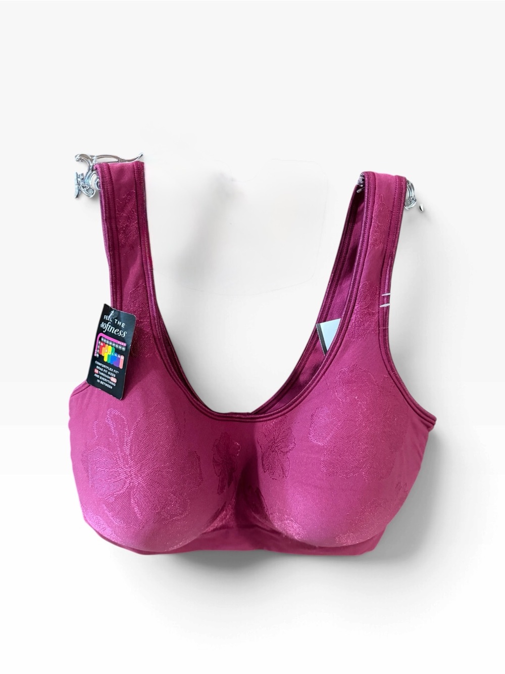 Bali ComfortFlex Fit Wirefree Bra 3XL Berry Pink Floral Full Coverage